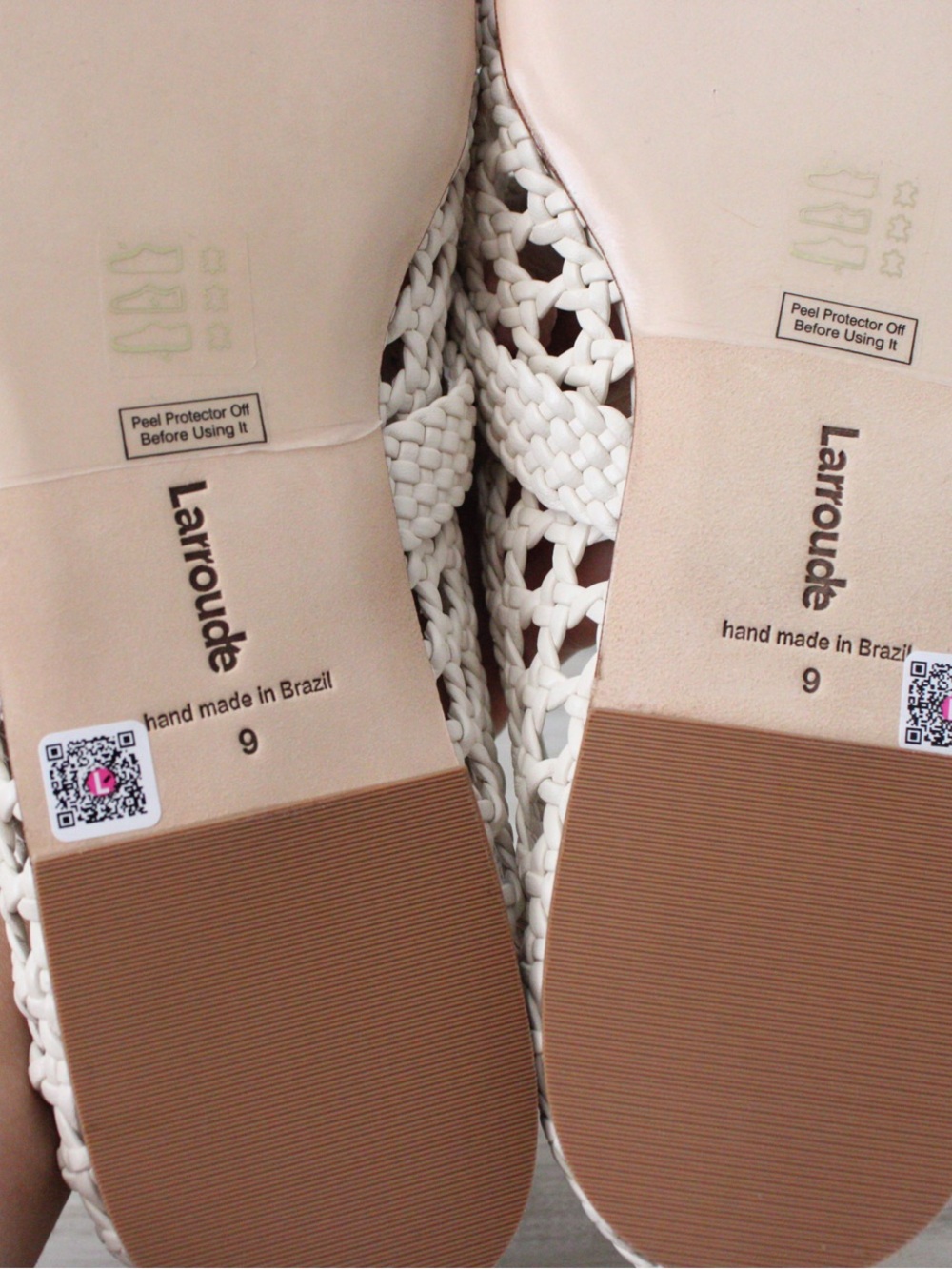 Larroude Verona Macrame Ivory Leather Ballet Flats - Picture 9 of 9